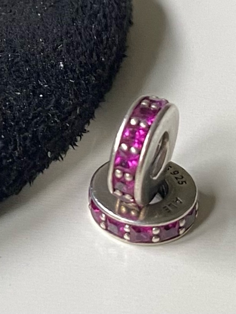 Pandora Sterling Silver Eternity Red Crystal Spacer Bead Pair